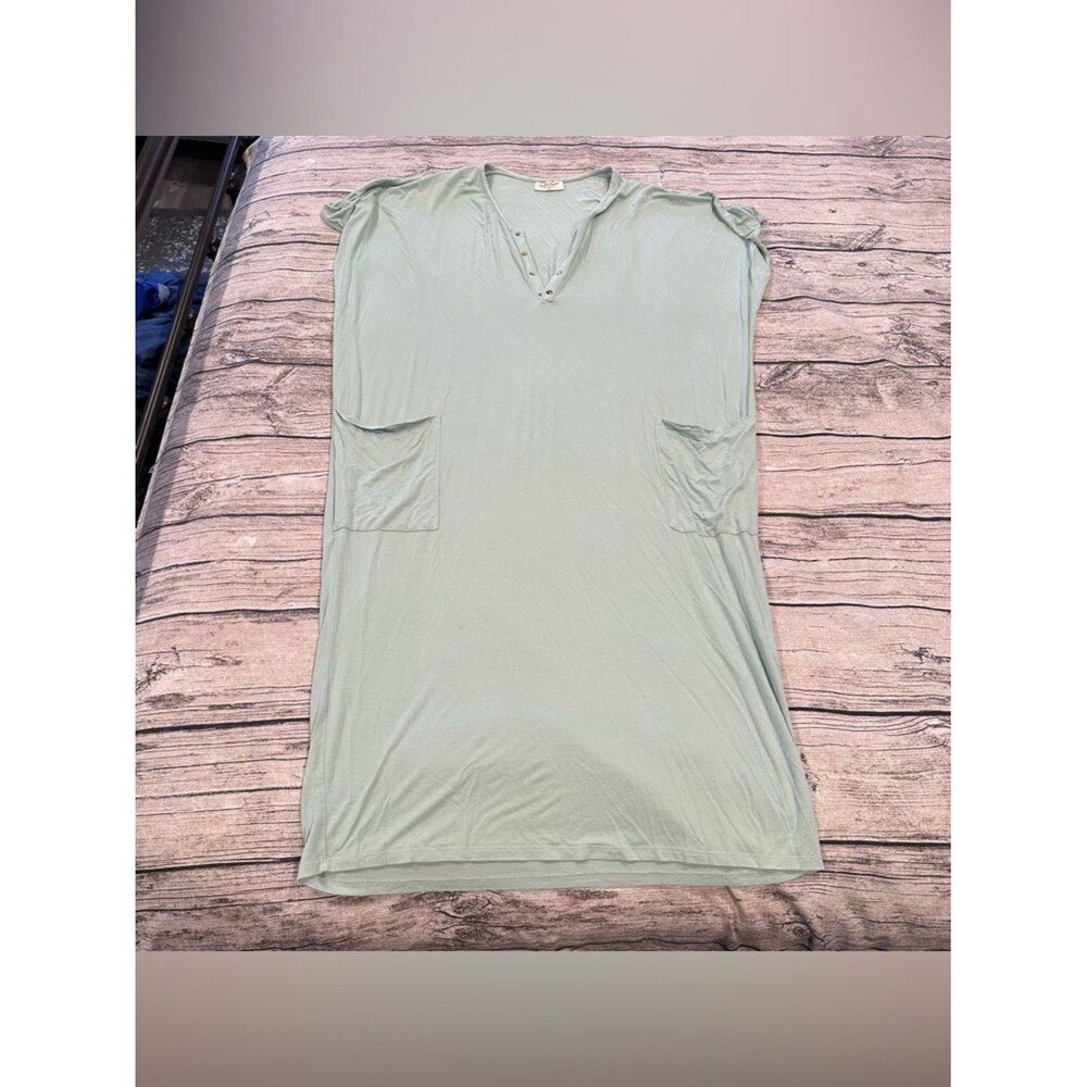 Dwell & Slumber Light Mint Henley V-Neck Pocket House Dress Size XS/S